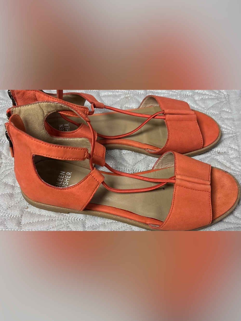 Eileen Fisher Women’s Orange Strappy Shoes Sandals Size 6.5